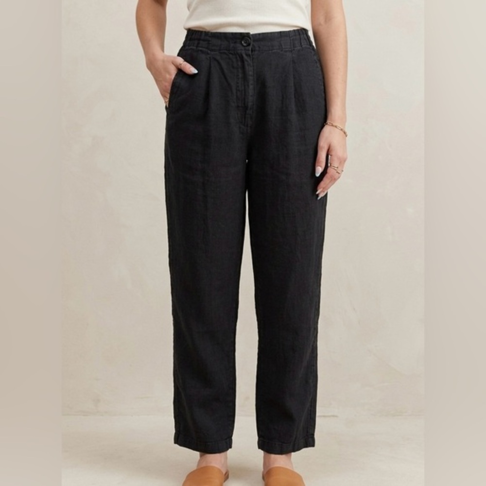MATE the Label Black Straight Leg Linen Pants